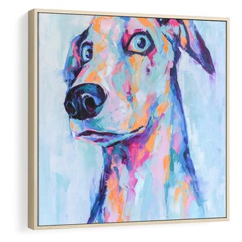 Obraz w ramie 80x80 - Cześć! Jak się Masz? - obraz olejny, zabawna sztuka - rama drewno