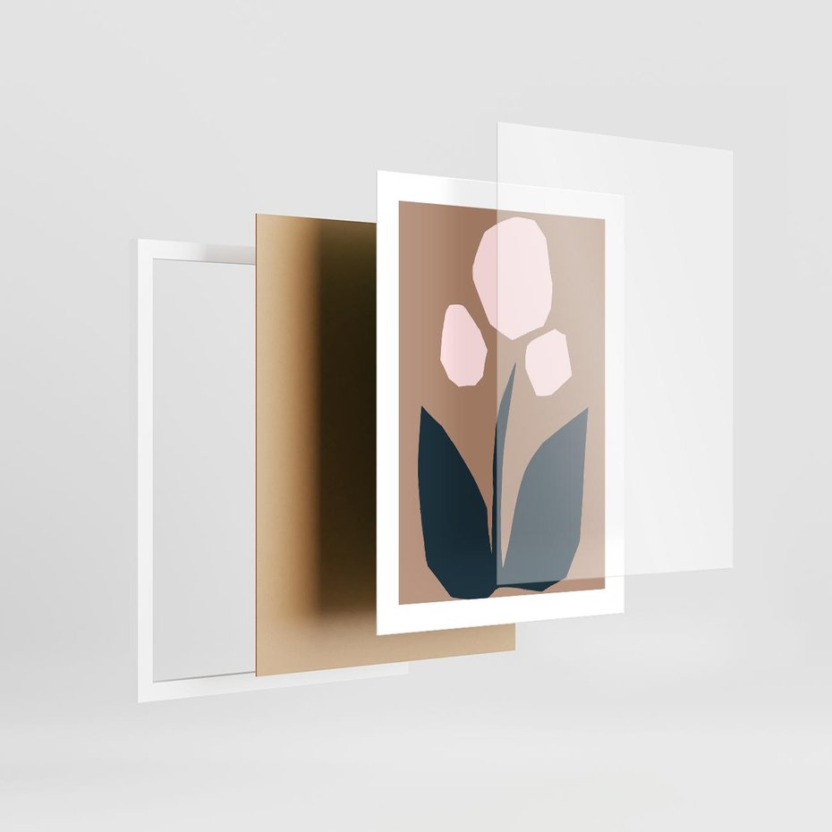 Plakat w ramie 30x40 - Refleksje Boho Przyrody - abstrakcyjny obraz, plakat - rama biała