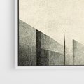 Obraz w ramie 70x50 - Mroczne Wieżowce - postarzana grafika, perspektywa budynków wieżowców - rama biała