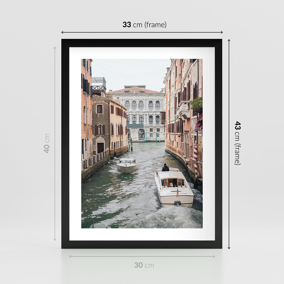 Plakat w ramie 30x40 - Wenecja na Twojej Ścianie - wenecja, kanały - rama czarna