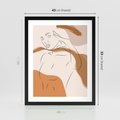 Plakat w ramie 40x50 - Sztuka Piękna w Beżach i Brązach - szkic jedną linią, naga kobieta - rama czarna