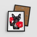 Plakat w ramie 40x50 - Boksujący mops - pies - boks, mops - rama czarna