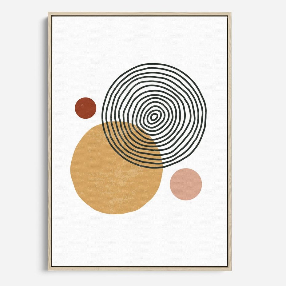 Obraz w ramie 50x70 - Wewnętrzne Formy - koła okręgi, abstrakcyjna nowoczesna sztuka - rama drewno