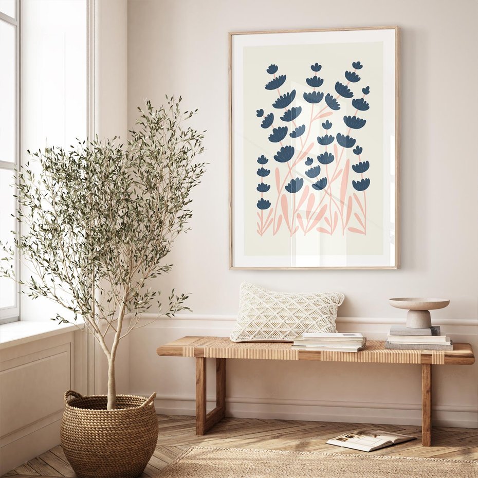 Plakat w ramie 30x40 - Migotliwe Kształty - kwiaty, rośliny - rama drewno