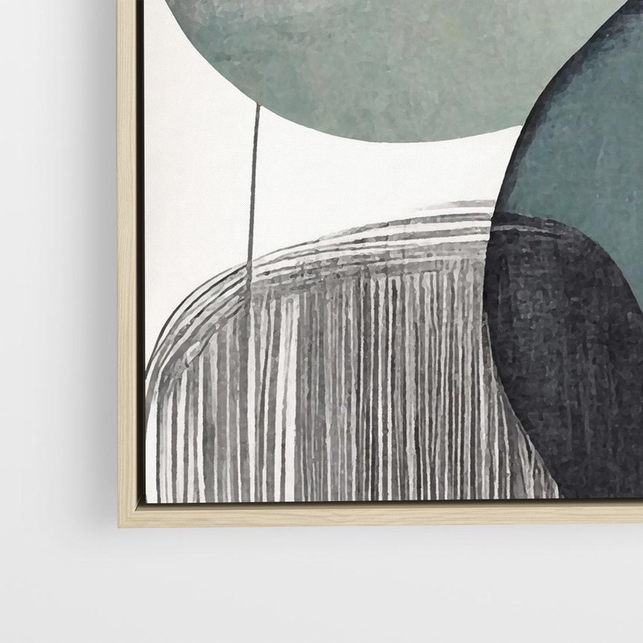 Obraz w ramie 80x80 - Przenikające Formy Duszy - abstrakcyjny obraz, geometryczne obłe formy - rama drewno