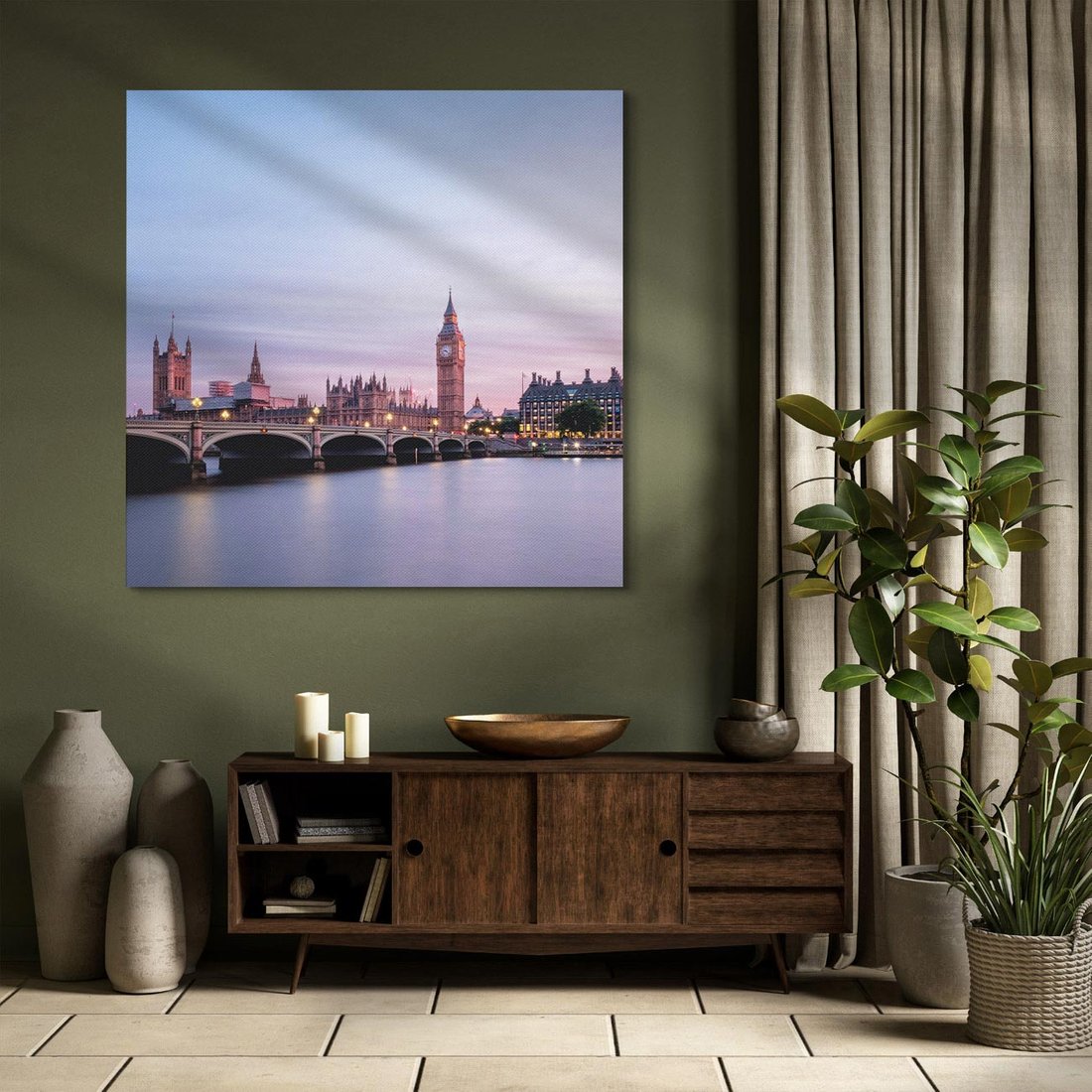 Obraz na płótnie 60x60 - Londyn - Big Ben nad rzeką, UK - Londyn, Big Ben