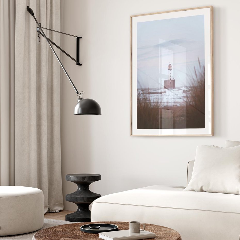 Plakat w ramie 30x40 - Magiczna Aura - latarnia, mgła - rama drewno