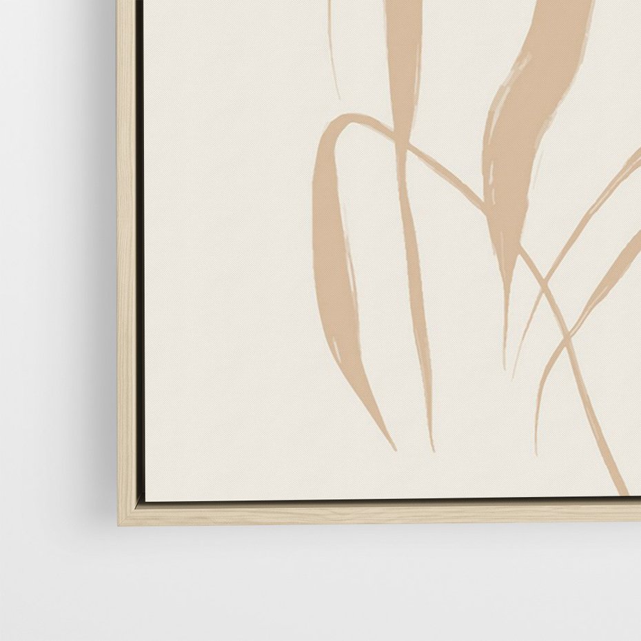 Obraz w ramie 70x100 - Formy Nowoczesności - minimalistyczny plakat, liście palmy - rama drewno