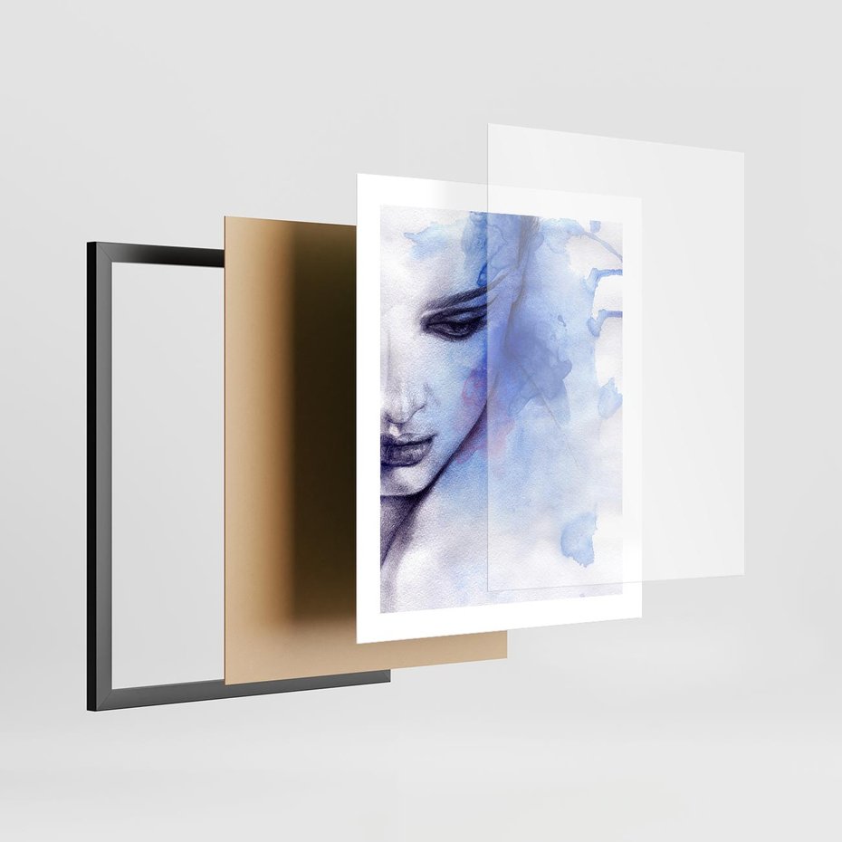 Plakat w ramie 40x50 - Graficzna magia kobiecej twarzy - grafika, kobieta - rama czarna