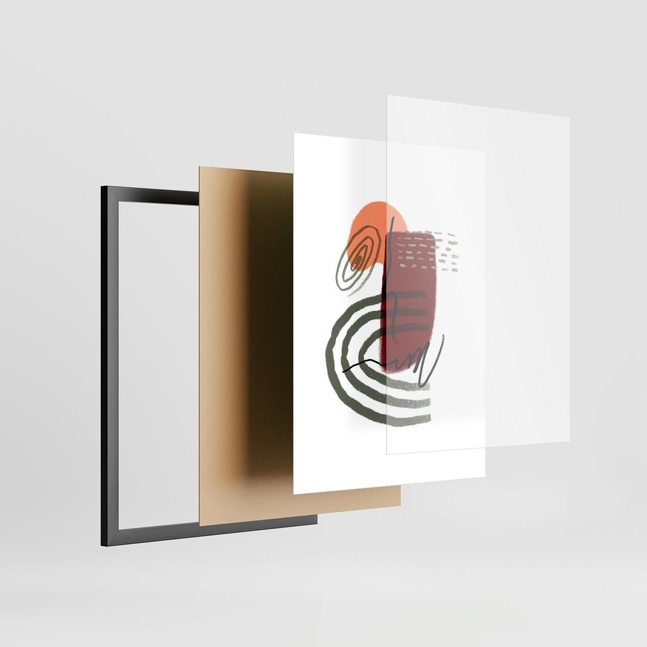 Plakat w ramie 50x70 - Boho Raj - abstrakcyjna sztuka, boho kształty - rama czarna