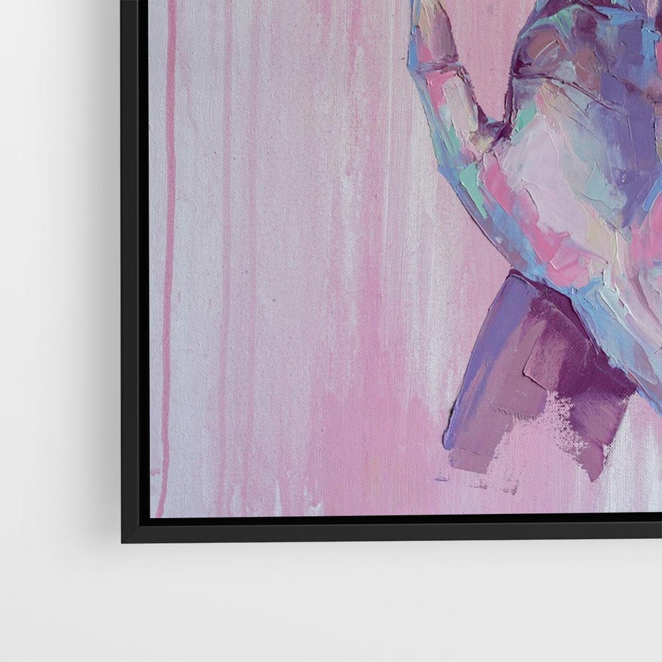 Obraz w ramie 50x50 - Splecione - obraz olejny, pastelowe kolory - rama czarna