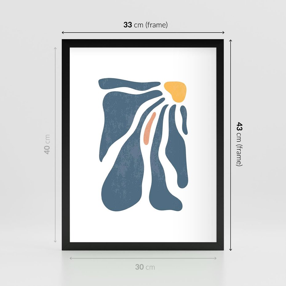 Plakat w ramie 30x40 - Melodia Kolorowych Płatków - nowoczesna kwiatowa grafika, styl retro - rama czarna