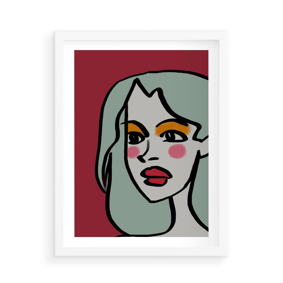 Plakat w ramie 50x70 - Ekspresja Linii - nowoczesny plakat, mocna linie - rama biała