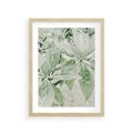 Plakat w ramie 30x40 - Jasnozielone Liście w Kompozycji - liście, jasna zieleń - rama drewno