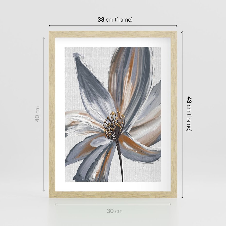 Plakat w ramie 30x40 - Olejne kwiaty - wyraz emocji - kwiaty, malowane - rama drewno