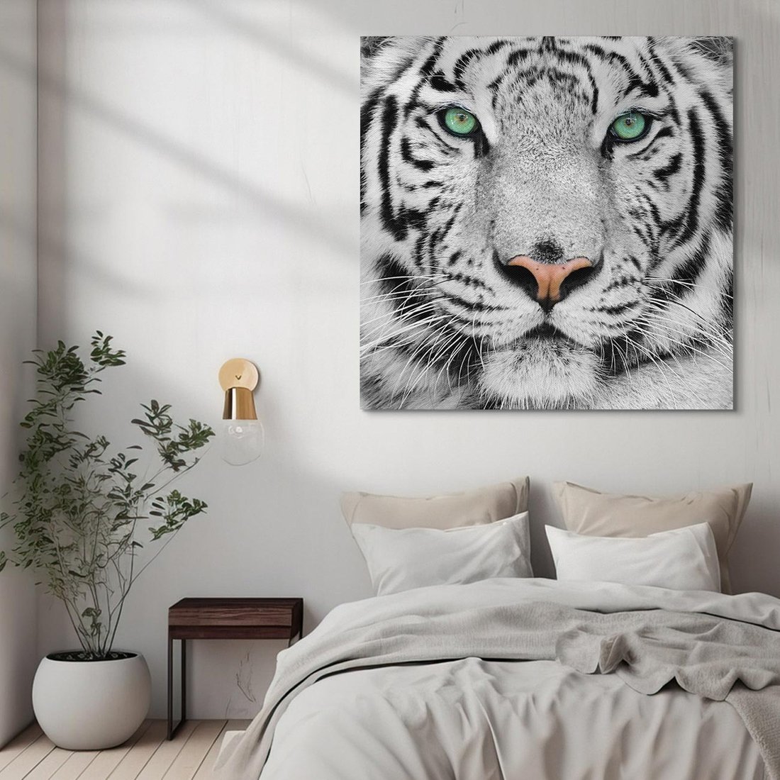 Obraz na płótnie 40x40 - Magia Białego Tygrysa - biały, tygrys