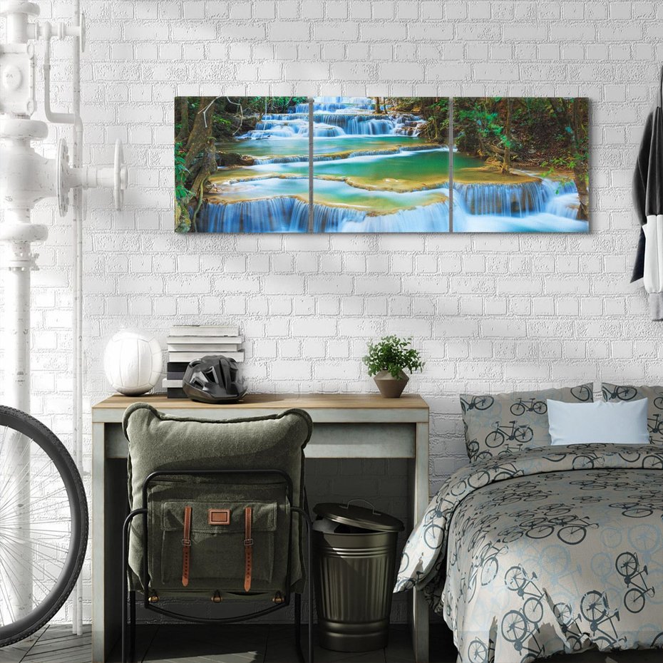 Obraz na płótnie 120x40 - Magia tajlandzkich wodospadów - wodospady, Tajlandia