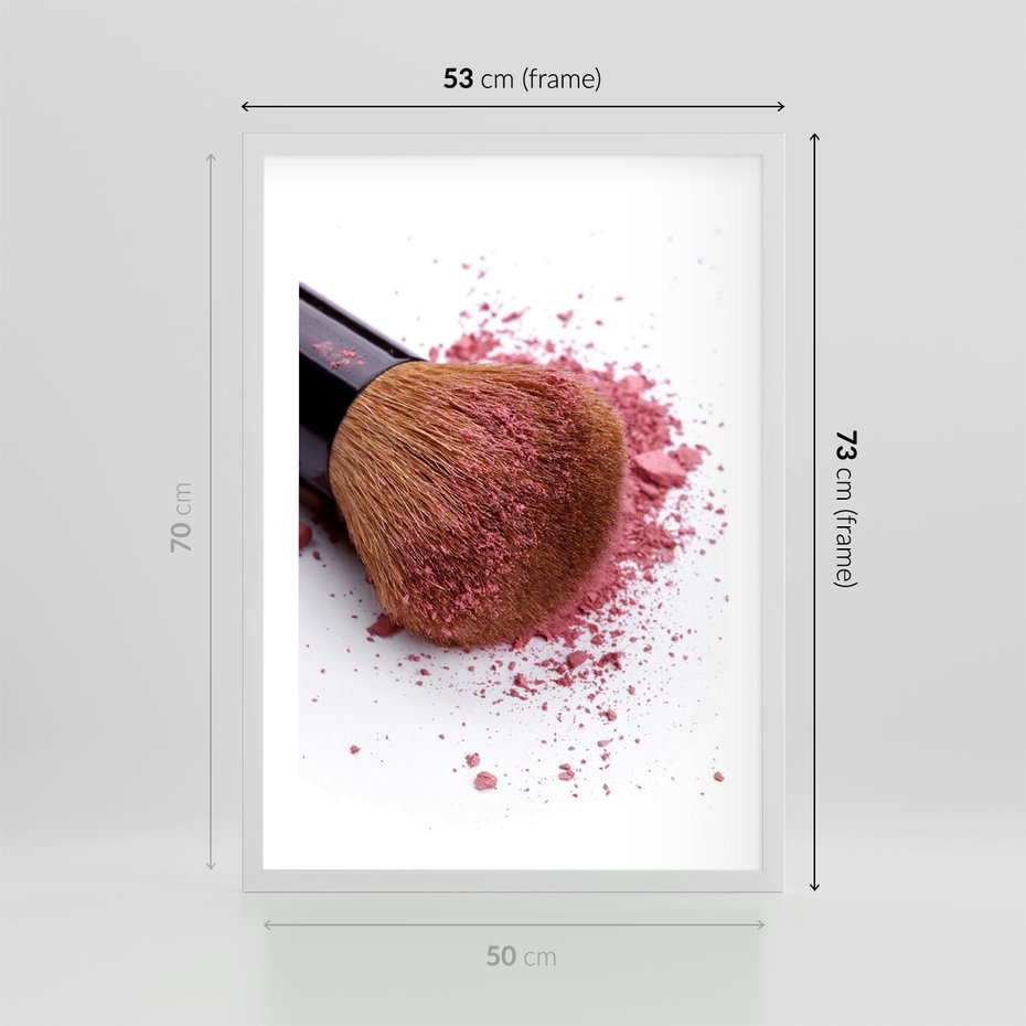 Plakat w ramie 50x70 - Makijaż w kolorze pędzla - makijaż, pędzel - rama biała