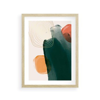 Plakat w ramie 40x50 - Modernistyczne Spektrum - abstrakcyjna granatowa plama, akwarela - rama drewno