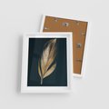 Plakat w ramie 40x50 - Mroczne Złoto - nowoczesna grafika, złoty liść na czarnym tle - rama biała