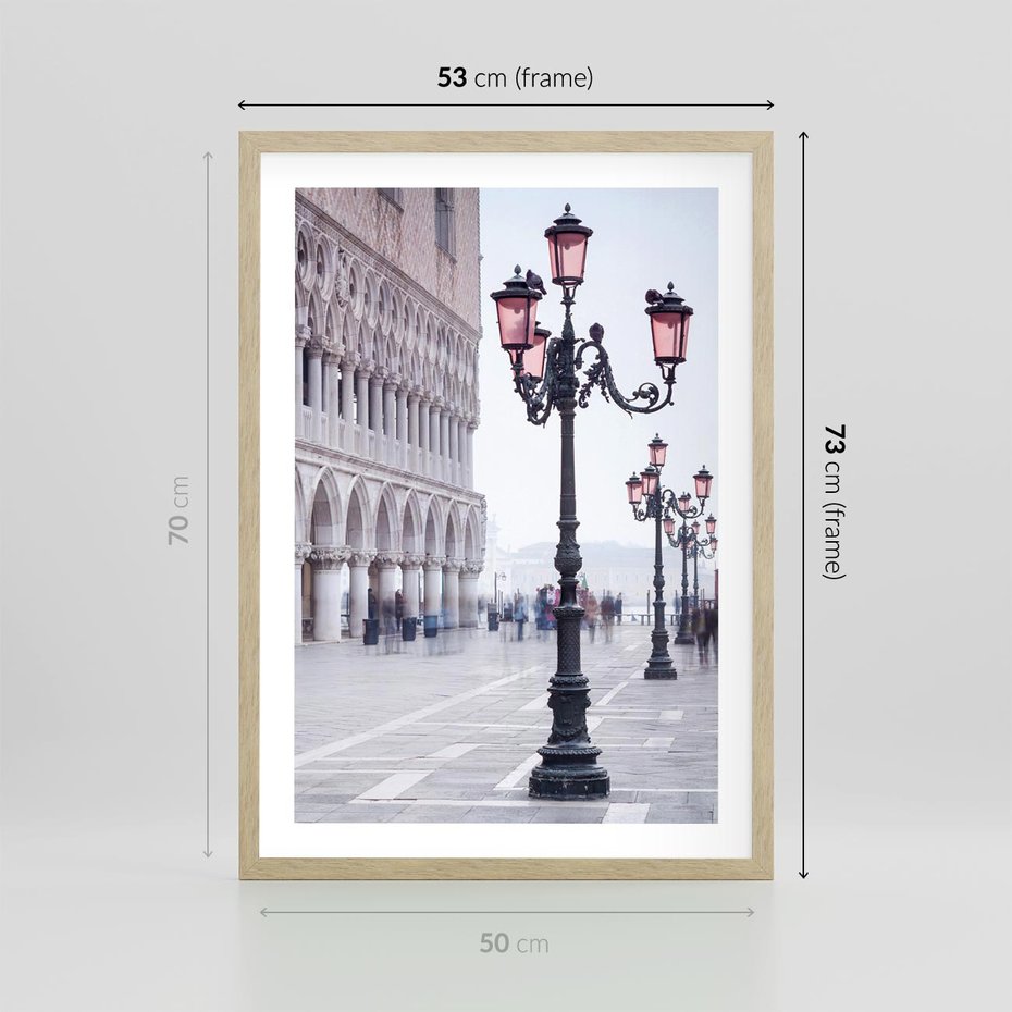 Plakat w ramie 50x70 - Przemijający urok miasta - miasto, uliczka - rama drewno