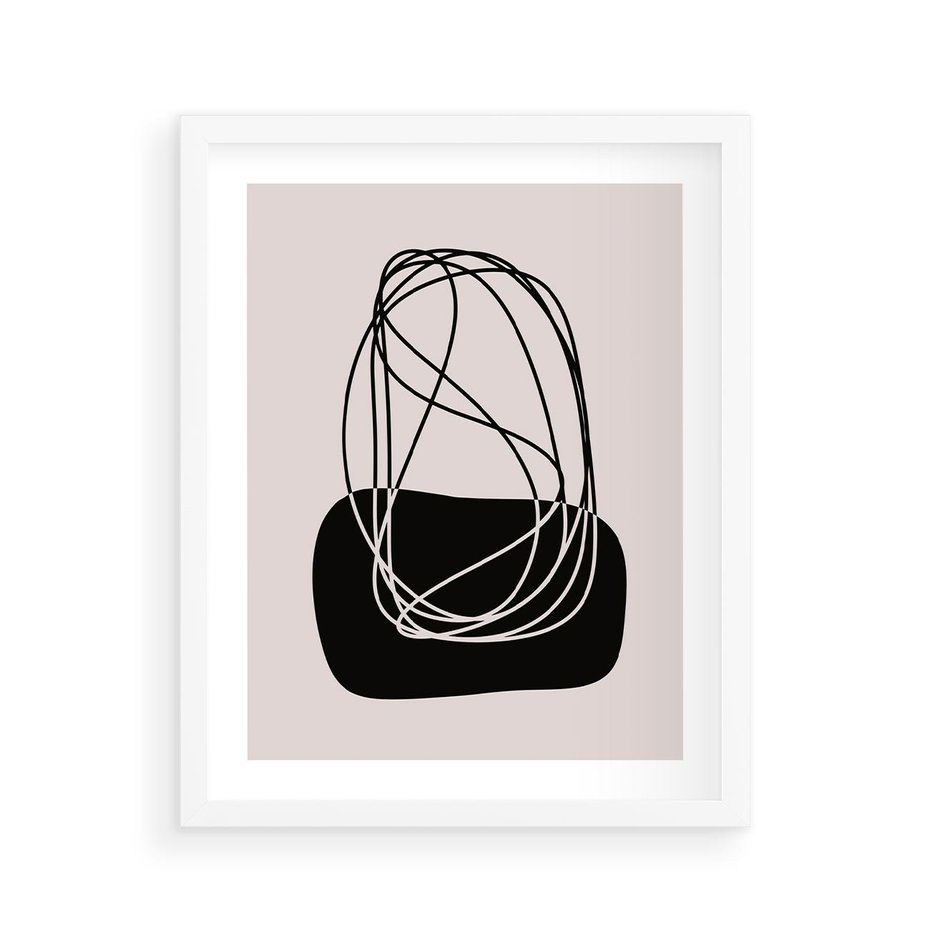 Plakat w ramie 40x50 - Linie Eksploracji - abstrakcyjne szkicowane linie, minimalizm - rama biała