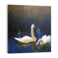 Obraz na płótnie 40x40 - "Łabędzie w trzcinach" (1907) Bruno Liljefors - Reprodukcja - reprodukcja, obraz na płótnie