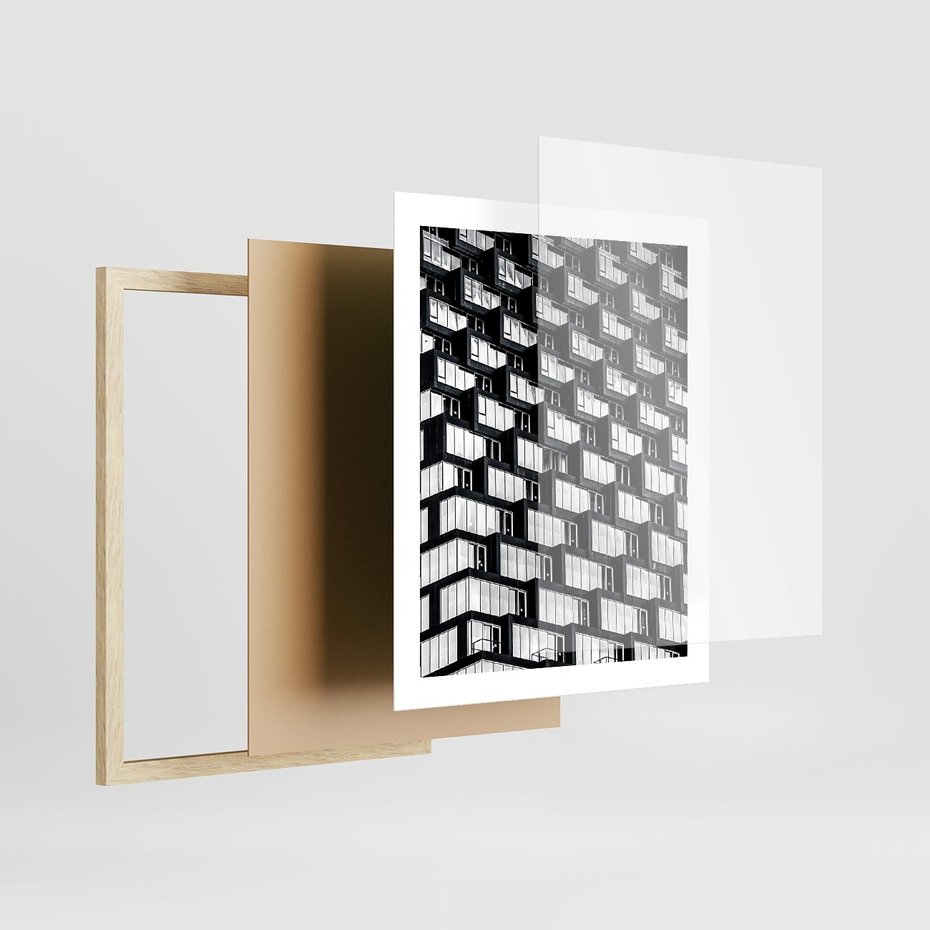Plakat w ramie 40x50 - Elegancja Wysokości - architektura, wieżowiec - rama drewno