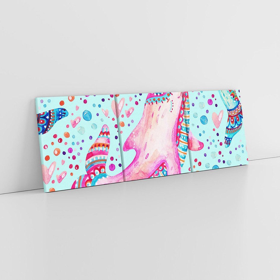 Obraz na płótnie 120x40 - Lekkość W Ruchu - delfin, akwarela