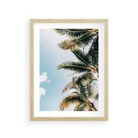 Plakat w ramie 40x50 - Pod Błękitnym Niebem - palmy, ujęcie z dołu - rama drewno