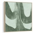 Obraz w ramie 50x50 - Nurtująca Kompozycja Zieleni - abstrakcyjne delikatne zielone linie, podobne do gałęzi kwiatów - rama drewno