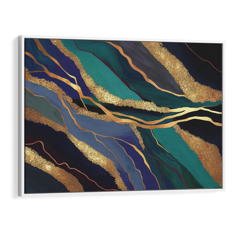 Obraz w ramie 120x80 - Sztorm malarskich emocji - marmur, abstrakcyjna grafika - rama biała