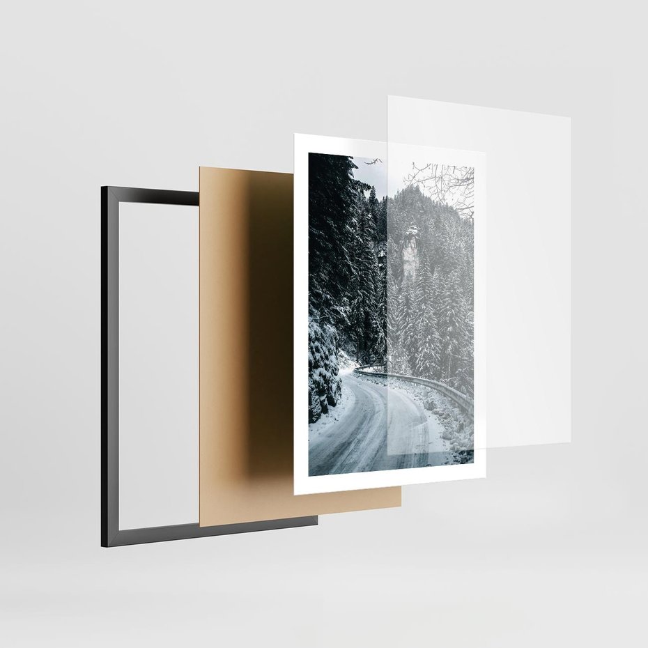 Plakat w ramie 50x70 - Zimowa Przygoda - zima w górach, droga - rama czarna