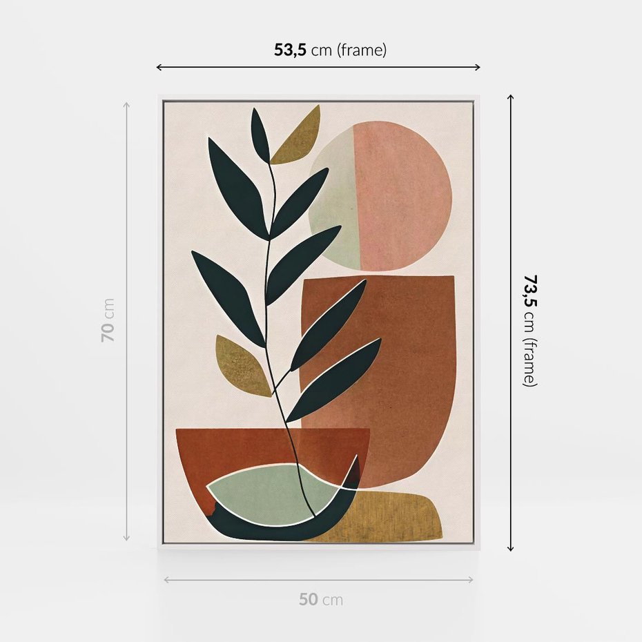 Obraz w ramie 50x70 - Migocące Boho Wnętrza - boho obraz, abstrakcja - rama biała