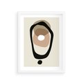 Plakat w ramie 30x40 - Intrygujące Zaskoczenia - beżowa abstrakcyjna kompozycja, czarny akcent - rama biała