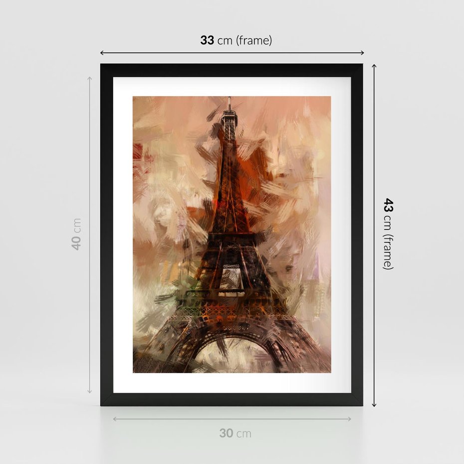 Plakat w ramie 30x40 - Abstrakcyjna Eiffla - miasto w nowej formie - Eiffla, abstrakcja - rama czarna