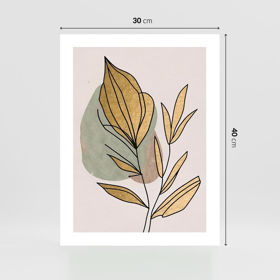 Plakat bez ramy 30x40 - Rozkwitające Wnętrza Światła - abstrakcyjny obraz boho, liście