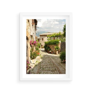Plakat w ramie 40x50 - Włoskie Uliczki - włoska, uliczka - rama biała