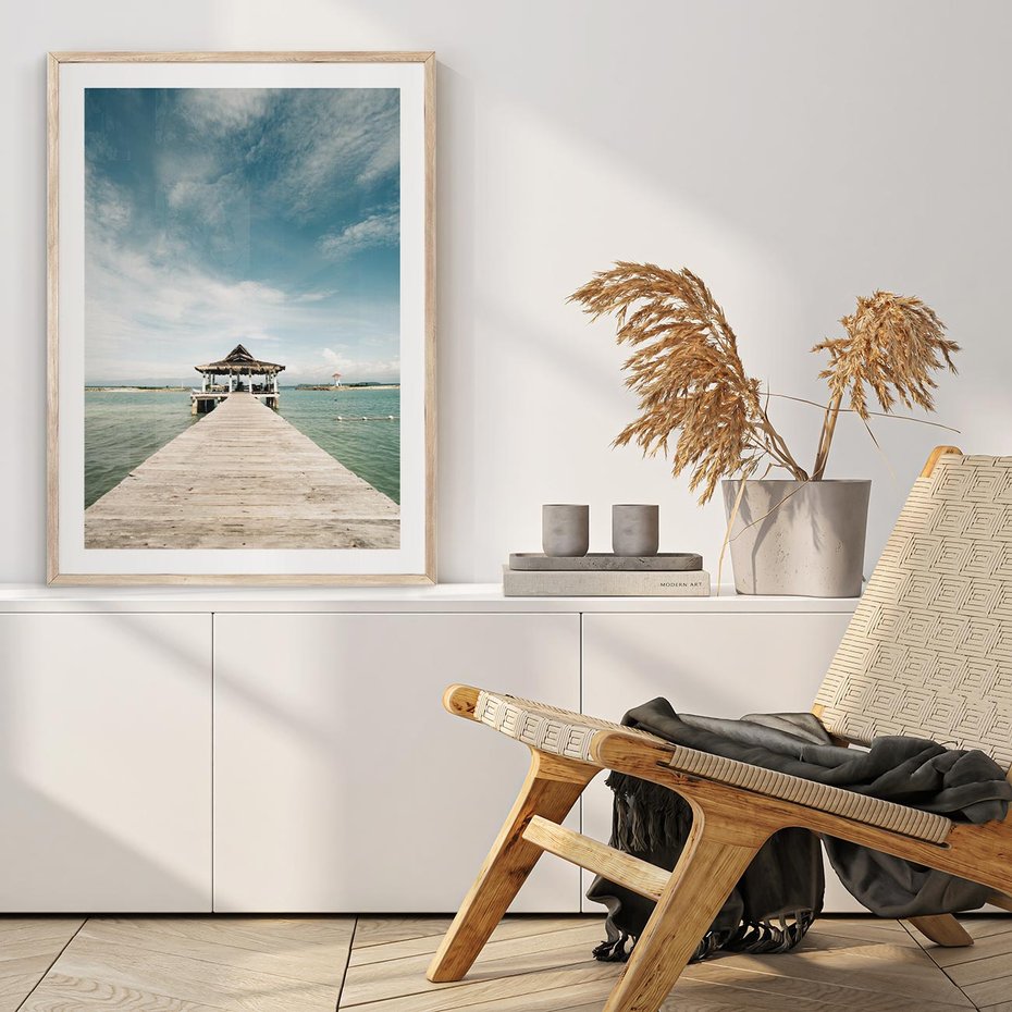 Plakat w ramie 30x40 - Magia Morza i Piękno Plaży - Hawaje, morze - rama drewno