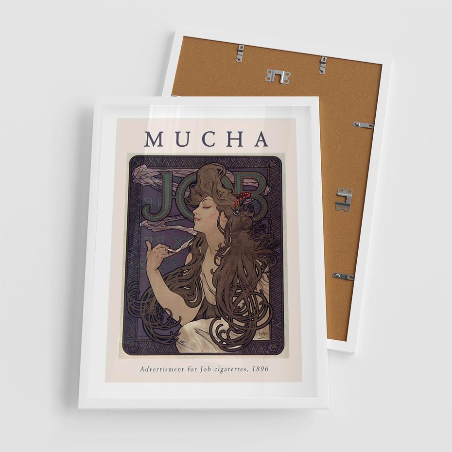 Plakat w ramie 50x70 - Reprodukcja A.Mucha - Mucha, plakat z reprodukcją - rama biała