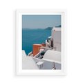 Plakat w ramie 50x70 - Magiczna Wyspa na Twojej Ścianie - Santorini, wyspa - rama biała