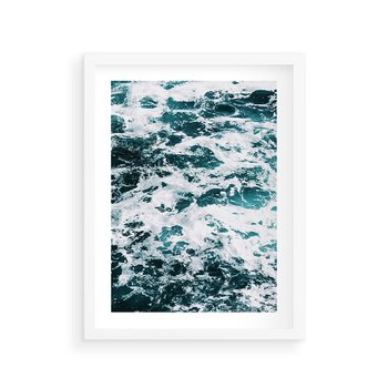 Plakat w ramie 30x40 - Potęga Natury: Wzburzone Fale Oceanu - wzburzone fale oceanu - rama biała