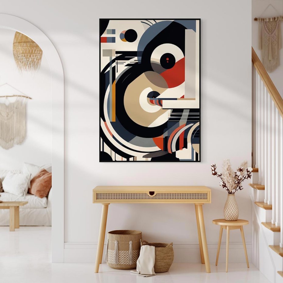 Obraz w ramie 50x70 - Wibracje Marzeń - abstrakcyjny obraz, geometryczne koła - rama czarna