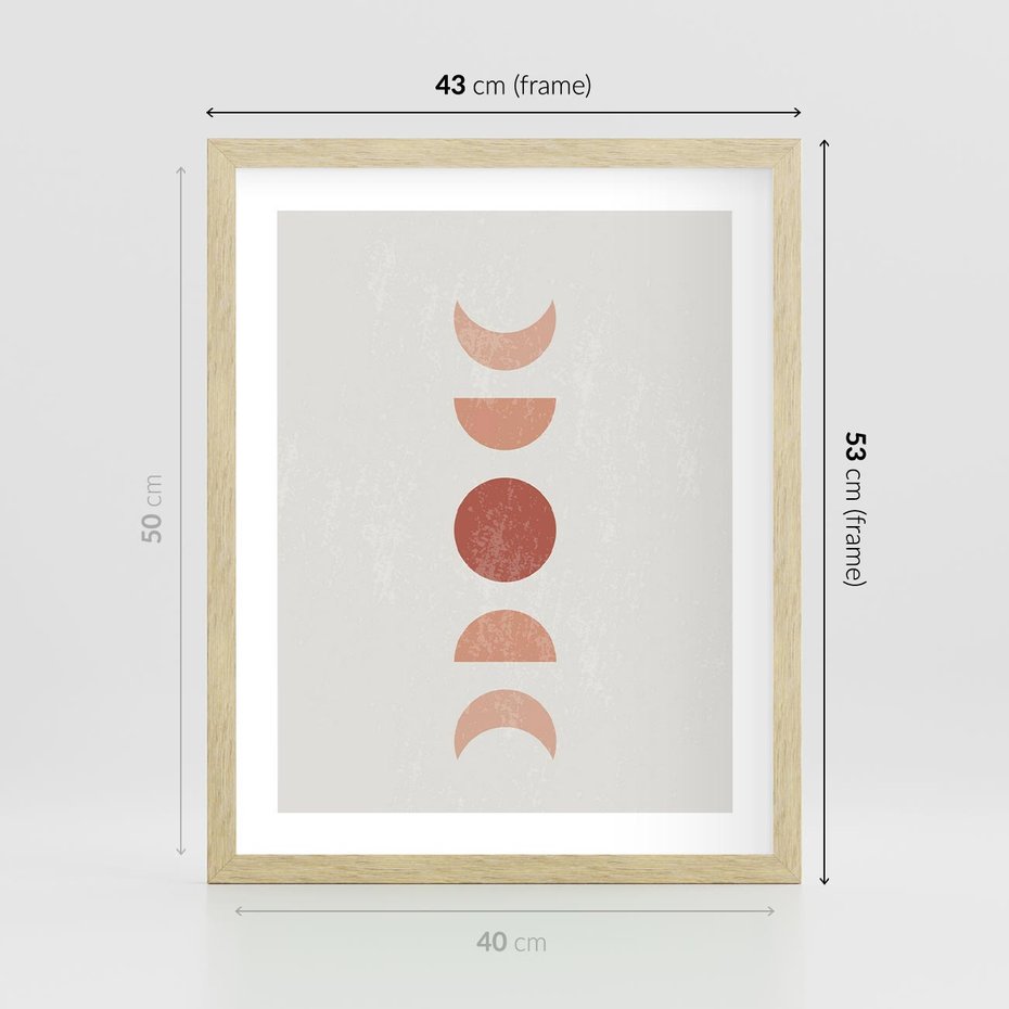 Plakat w ramie 40x50 - Mistyka Boho - boho plakat, beże brązy - rama drewno