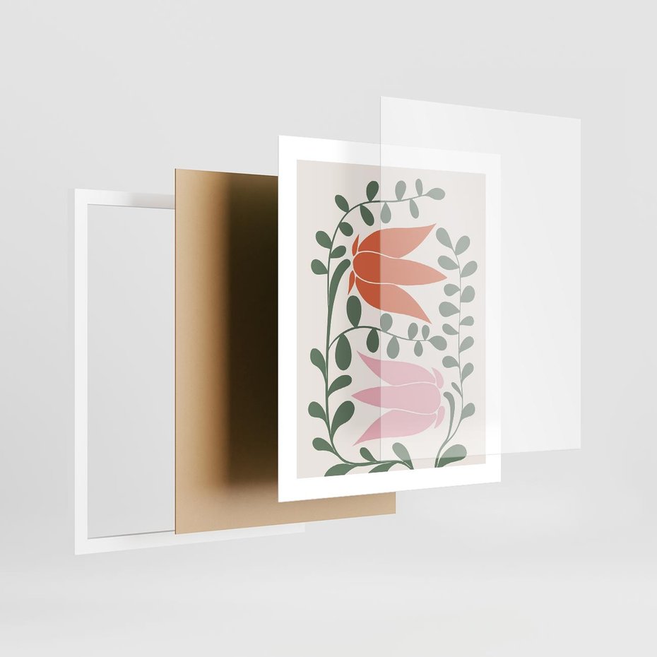 Plakat w ramie 40x50 - Rozkwitające Kontury - plakat, kwiaty - rama biała