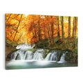 Obraz na płótnie 120x80 - Jesienny wodospad w lesie - jesień, wodospad