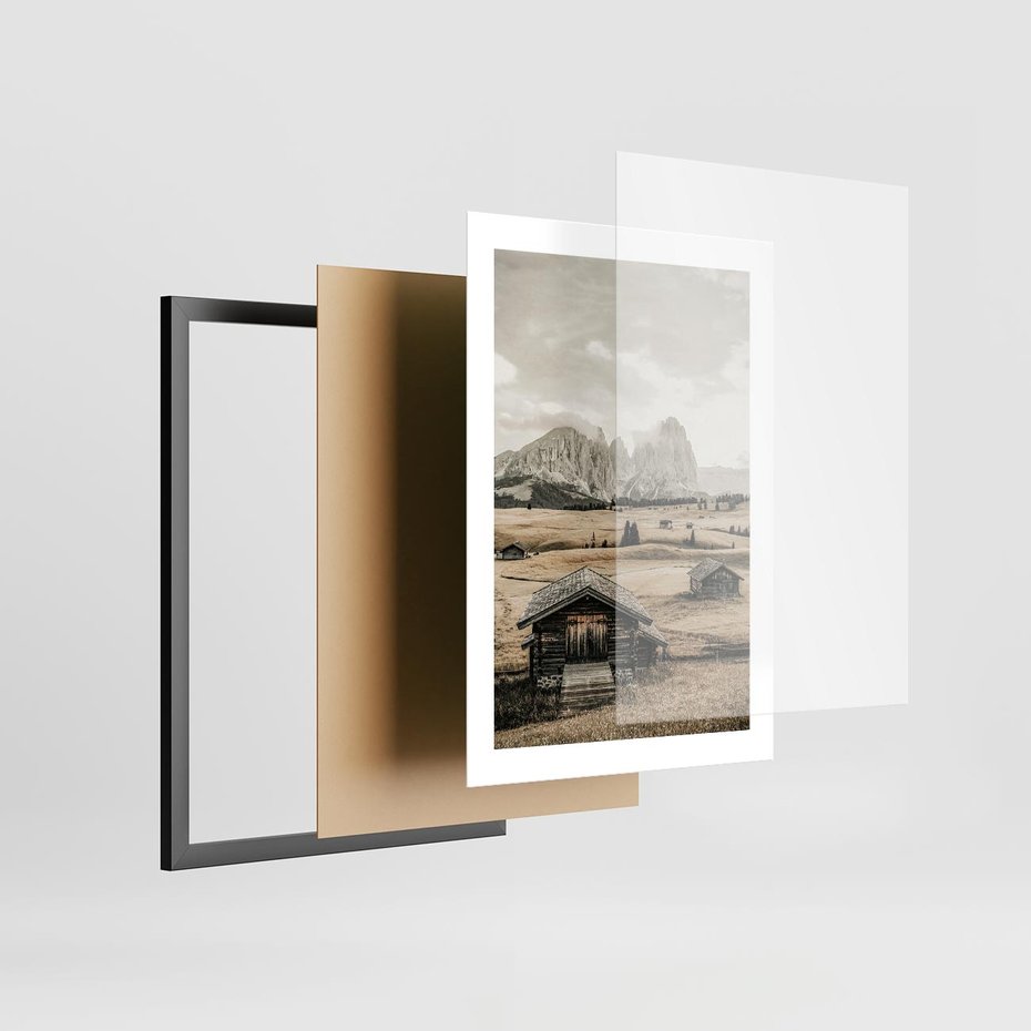 Plakat w ramie 30x40 - Klasyczny Urok Górskich Domków - domki, w górach - rama czarna