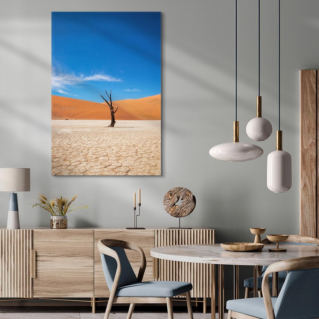 Obraz na płótnie 80x120 - Słońce i Suche Drzewo - pustynia, suche