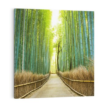 Obraz na płótnie 40x40 - Droga przez japoński bambusowy las - droga, japonia