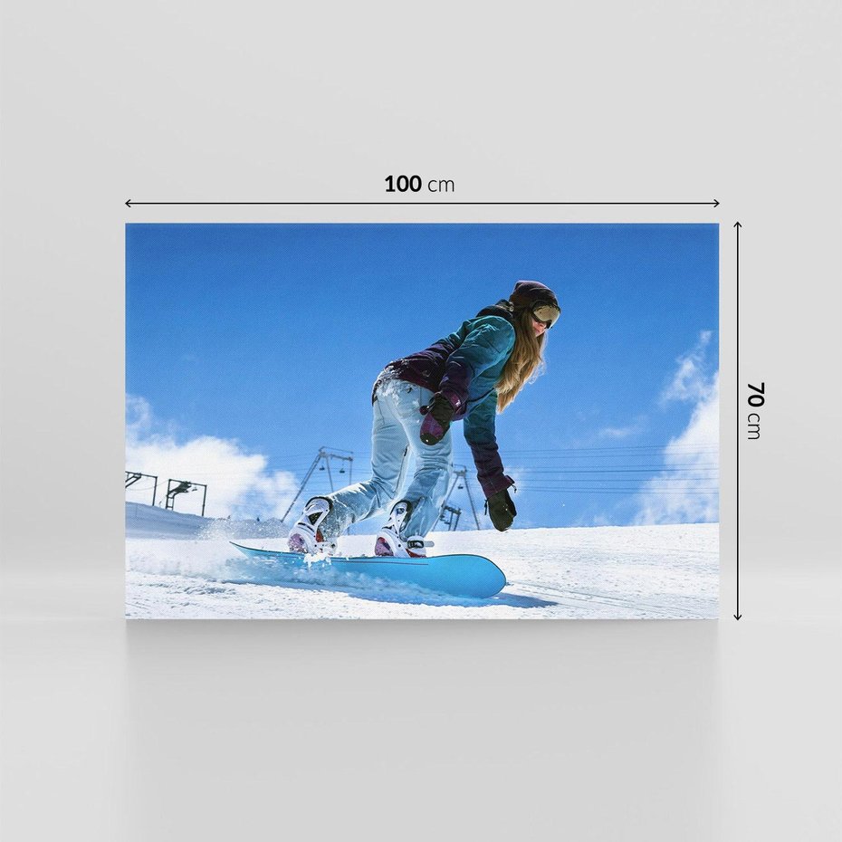 Obraz na płótnie 100x70 - Snowboard na zimowych zboczach - snowboard, zima